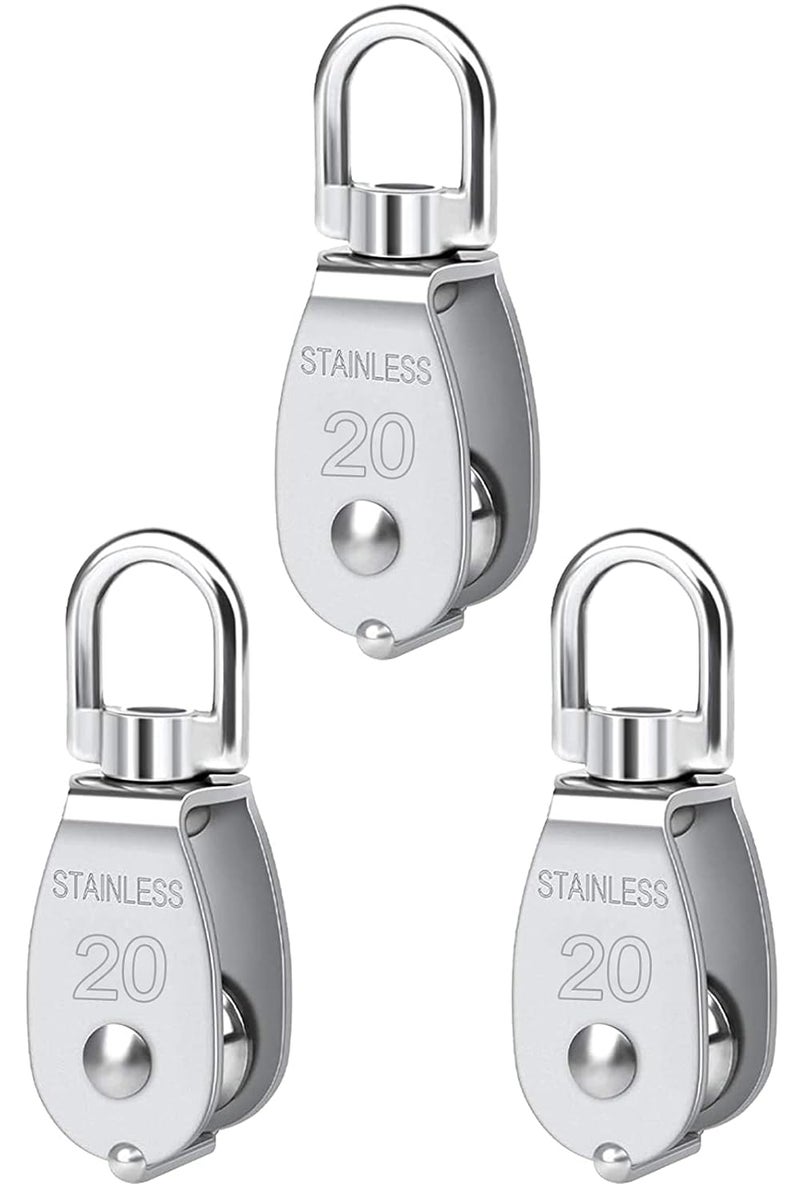 Lsqurel Cable Pulley, Can Swivel Rope Pulley 304 Stainless Steel Pulley Block Small Heavy Duty Pulley M15 M20 M25 M50 Pulley Wheel for Pulley System, Gym Equipment, Hanging, Lifting, etc - Image 1